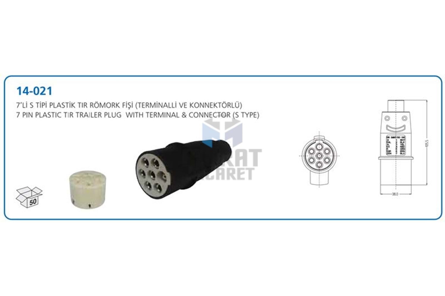 AKSA 14021 S TİPİ BEYAZ 7Lİ DORSE ELEKTRİK FİŞİ