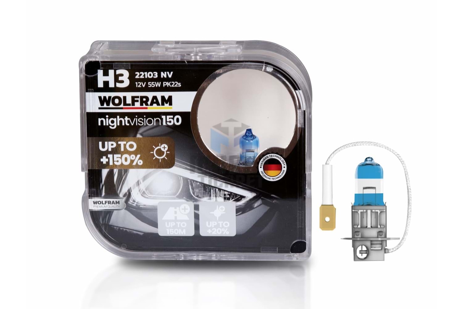 WOLFRAM 22103NV NİGHT VİSİON 12V 55W H3 SİS AMPULU +%150 FAZLA IŞIK