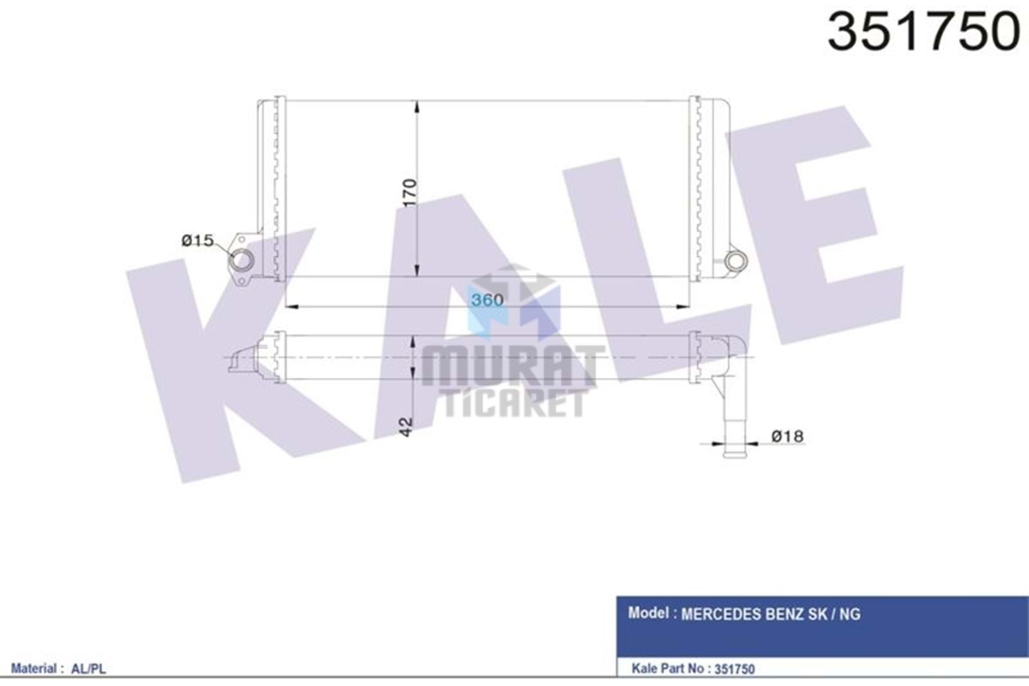 Kale 351750 Kalorifer Peteği 2521, 3031