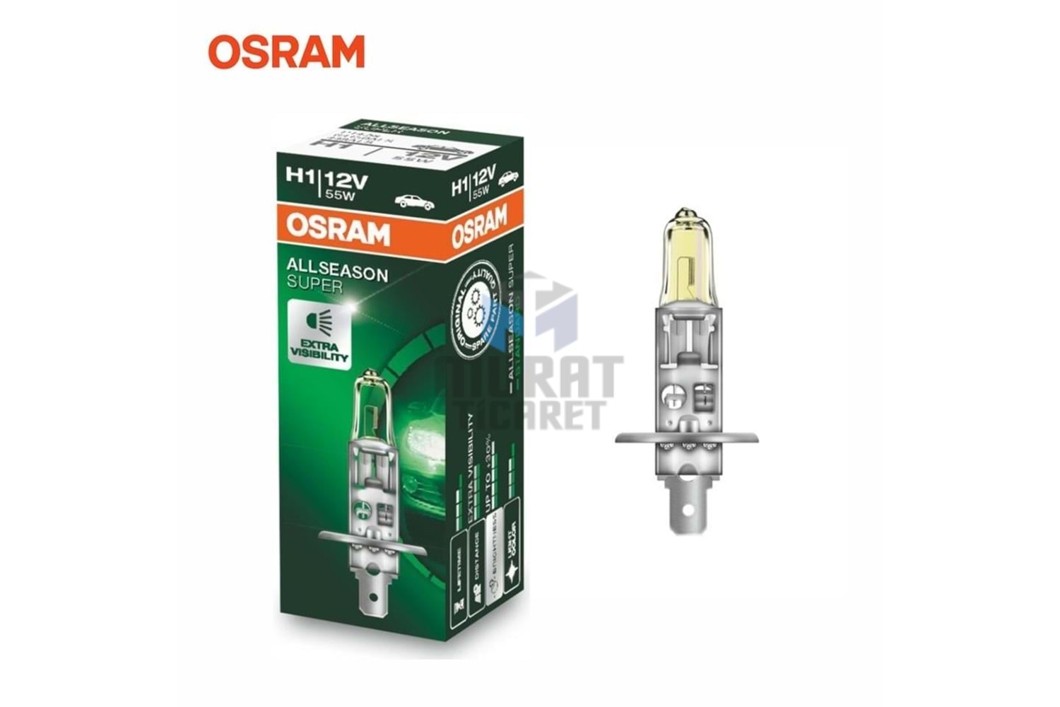 OSRAM 64150ALS AMPUL H1 12V 55W FAR (COLORMATIK %30 FAZLA ISIK) SARI DORT MEVSIM