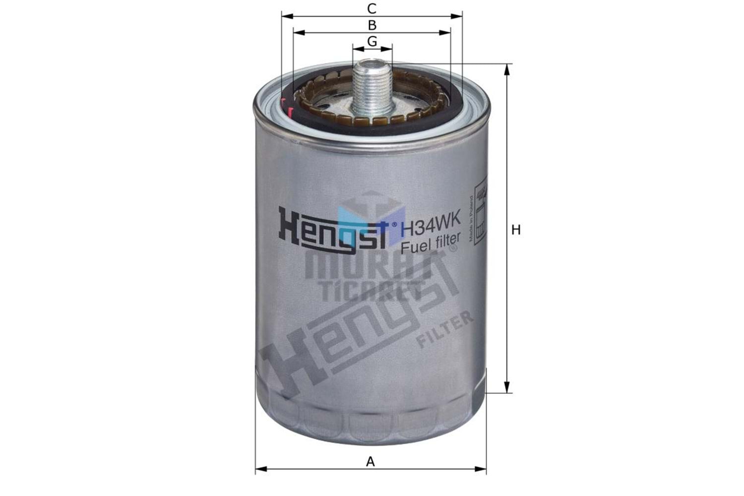 Hengst H34WK Mazot Filtresi Marin (D2866-D2876-D2840-D2848-D2842 ) Unımog