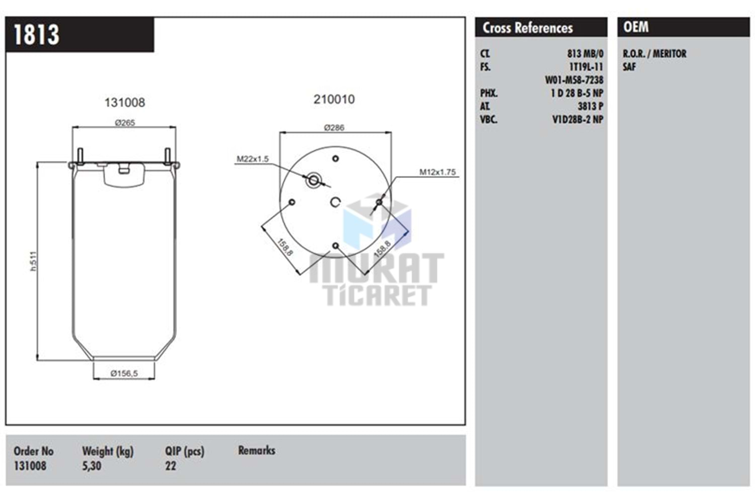 CONNECT MD 1813 DİNGİL KÖRÜĞÜ PİSTONSUZ DAF-RENAULT-KASSBOHRER-MERITOR-SAF