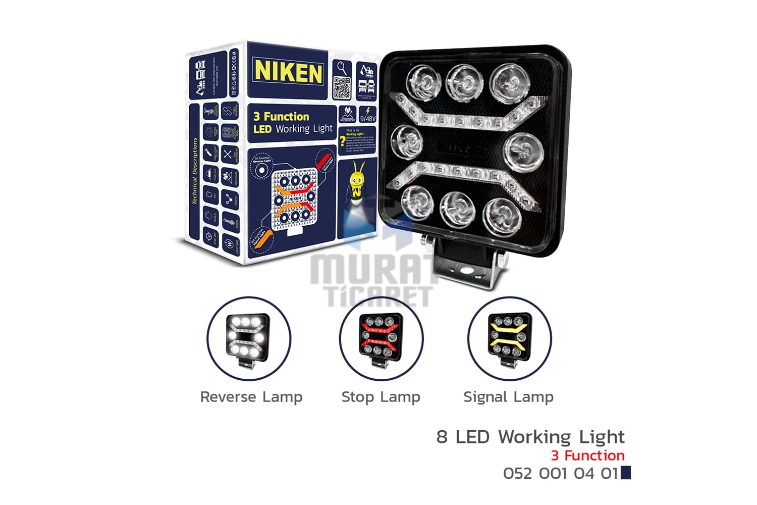 NİKEN 10401 LED ÇALIŞMA LAMBASI 8 LED 3 FONKSİYON EMOJİLİ KIRMIZI-SARI