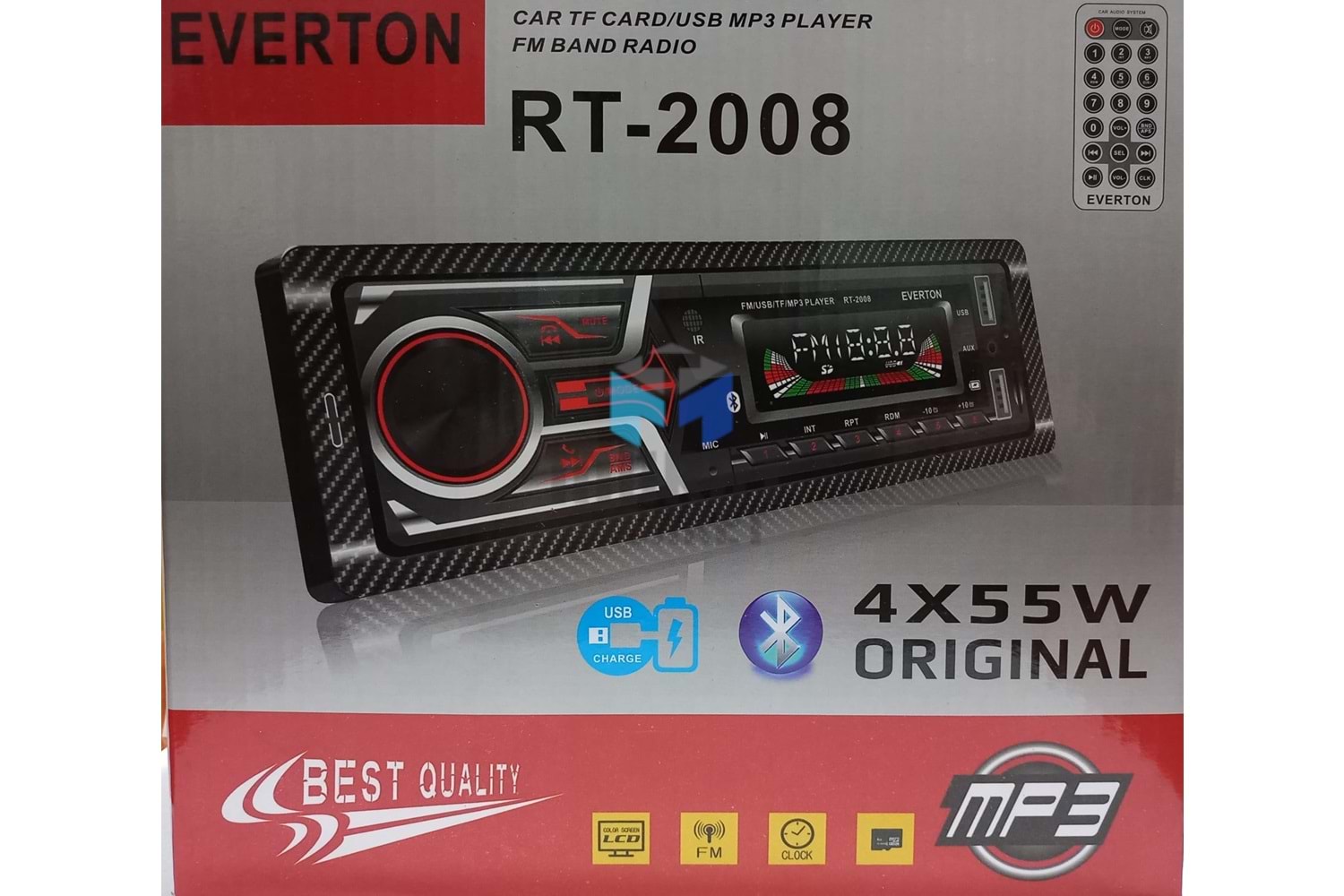 EVERTON RT2008 OTO TEYP MP3 ÇALAR 4X55W ÇİFT USB,BLUETOOTH, FM RADYO,