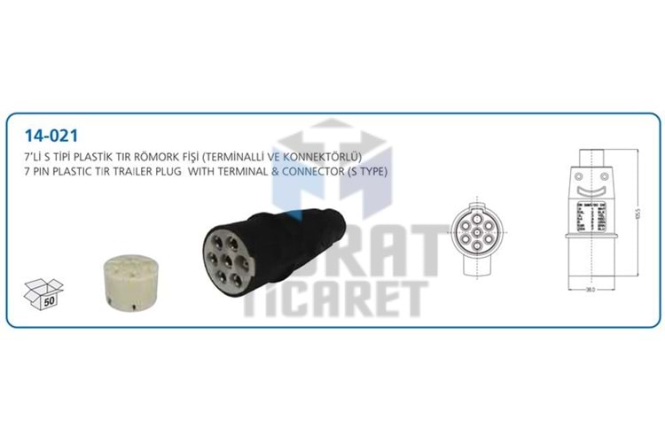 AKSA 14021 S TİPİ BEYAZ 7Lİ DORSE ELEKTRİK FİŞİ