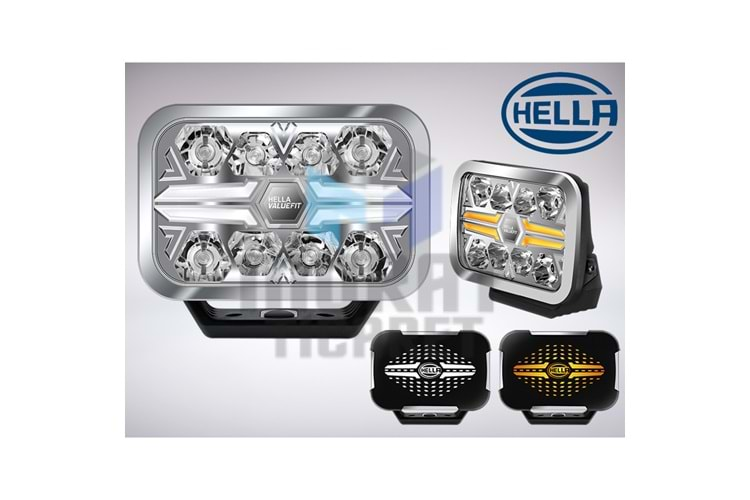 HELLA 1FJ357199081 12/24v TEPE LAMBASI, SİS LAMBASI (8 LEDLİ) (2 FONKSİYONLU) (KROM ÇERÇEVE) (222*153*58 MM) 2600 LÜMEN