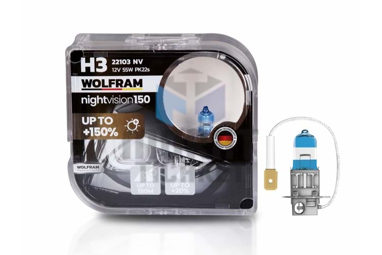WOLFRAM 22103NV NİGHT VİSİON 12V 55W H3 SİS AMPULU +%150 FAZLA IŞIK