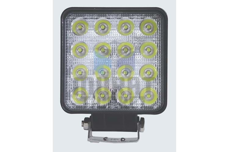 WOLFRAM 31909 ÇALIŞMA LAMBASI 16 LEDLİ KARE 10/30V E-Belgeli 48W 2400 LUMEN
