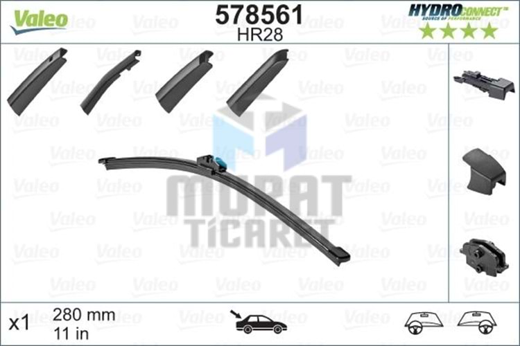 VALEO 578561 SİLECEK SÜPÜRGESİ ARKA CAM AEROTWIN [280 MM] BMW E81 E87