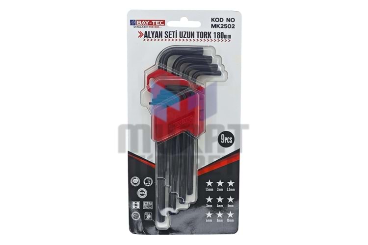 BAYTEC MK2502 ALYAN SETİ UZUN TORK 180MM 9 PARÇA