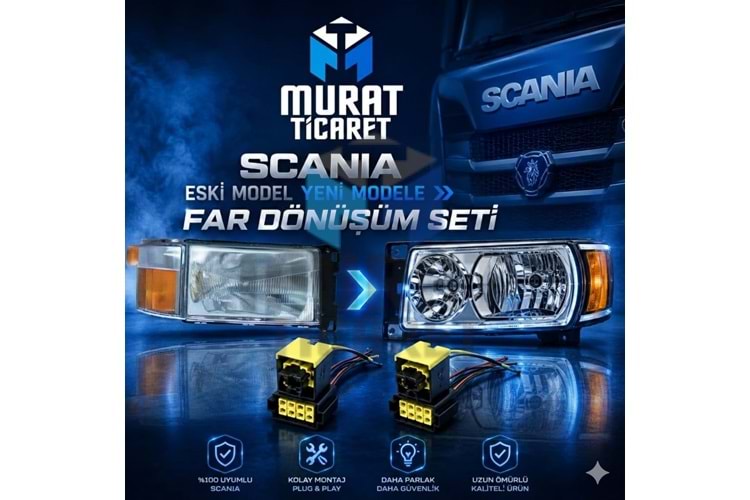SCANİA STREAMLİNE FAR SAĞ SOL TAKIM SOKETLİ DEMMON (ESKİDEN YENİ FARA DÖNÜŞÜM SETİ)