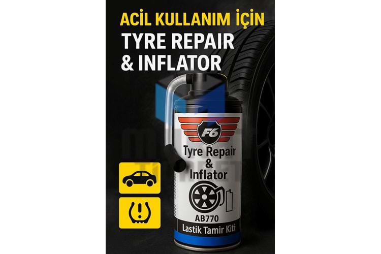 F6 LASTİK TAMİR SPREYİ , PATLAK LASTİK TAMİR SPREYİ 400ML 320GRM