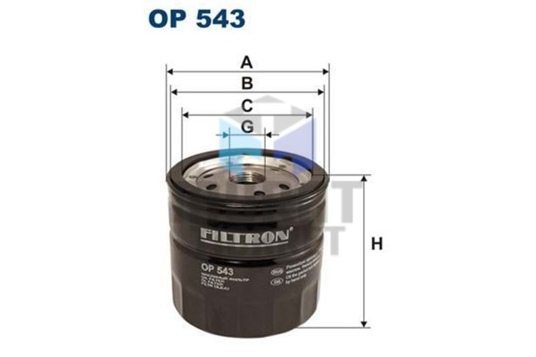 FİLTRON OP 543 YAĞ FİLTRESİ TRANSİT T12 T15 2,5 / 2,5TD 91>00 CONNECT 1,8TDCI 02>13 FOCUS 1,8TDCI 98>04 (ATOM TIP)